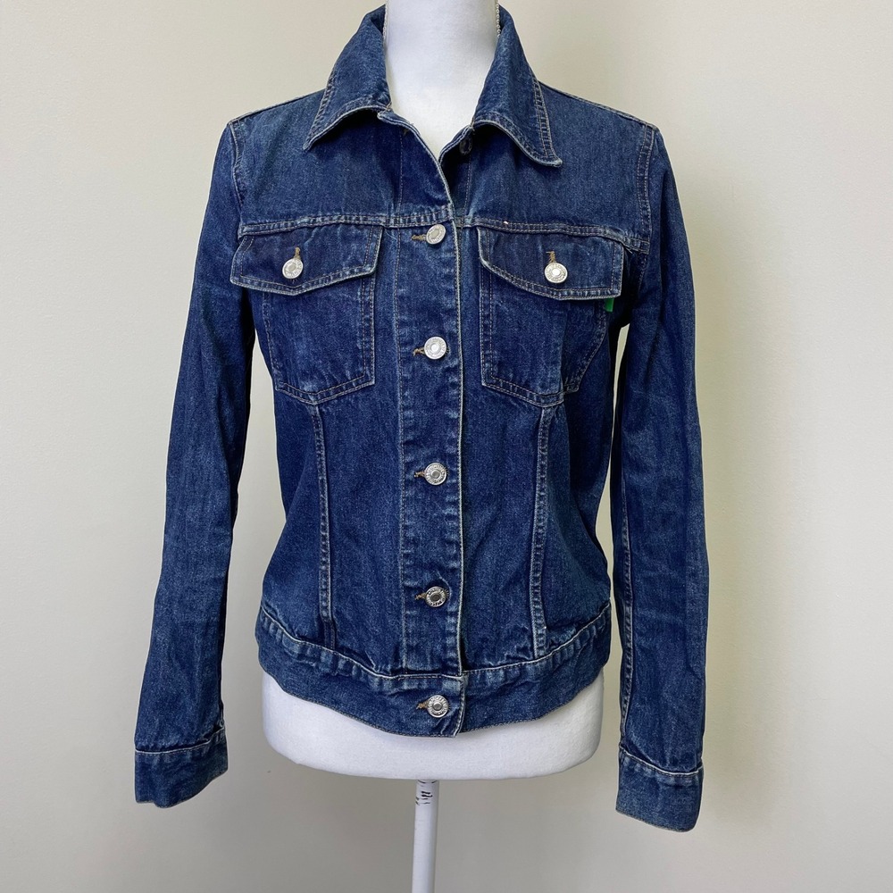 United Colors of Benetton Denim Trucker Jacket S Made in Italy Blue Casual